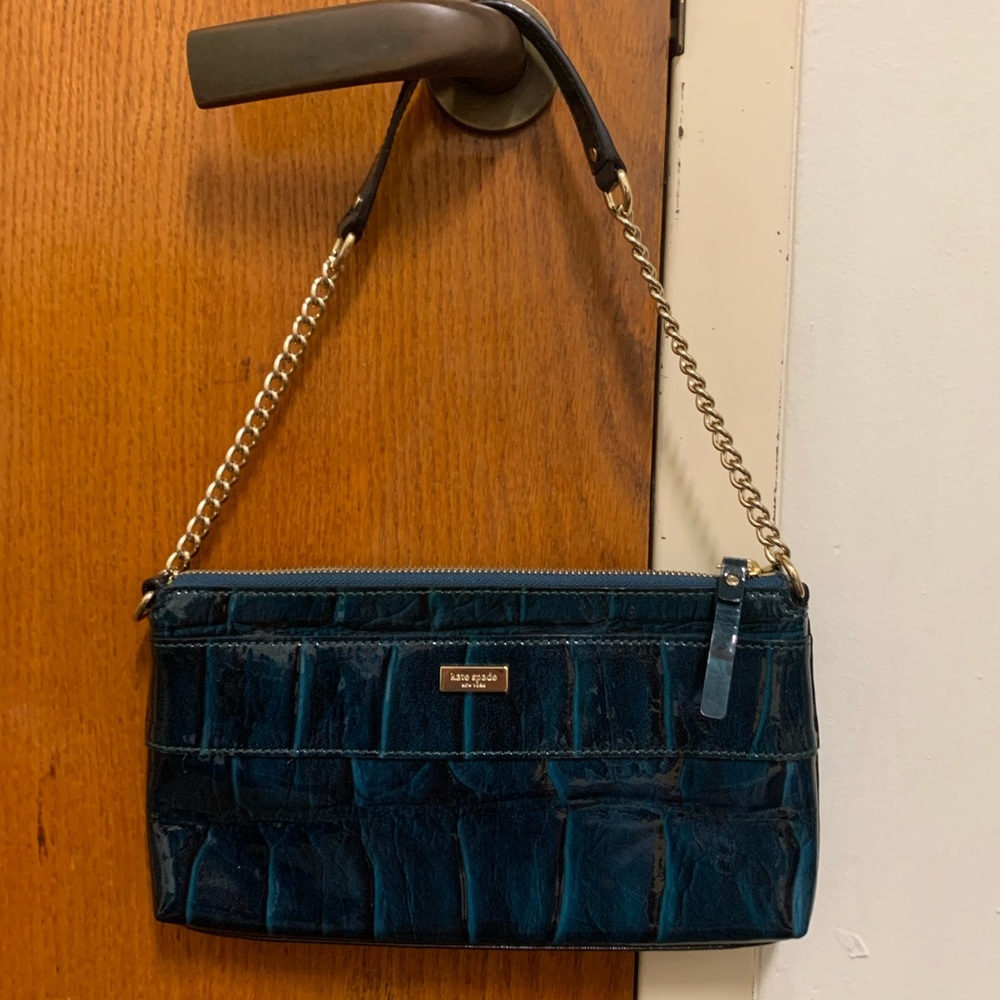Kate Spade Blue Crocodile Leather Shoulder Bag